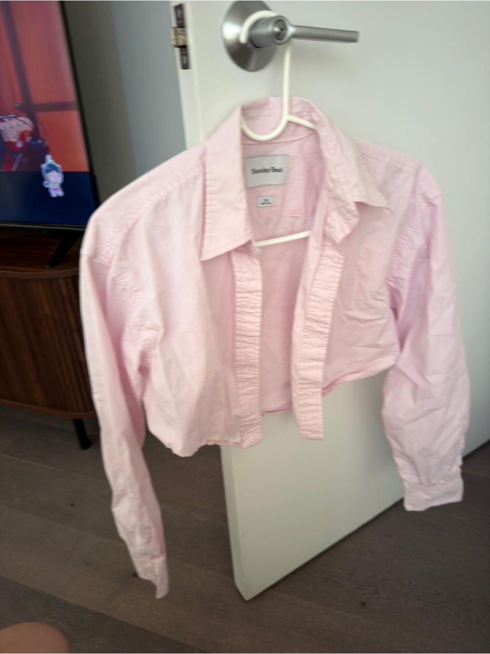 Aritzia Light Pink Cropped Button-Front Blazer